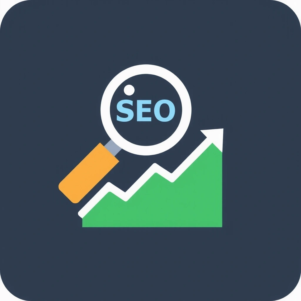 Ilustrație a unei lupă care examinează un grafic SEO